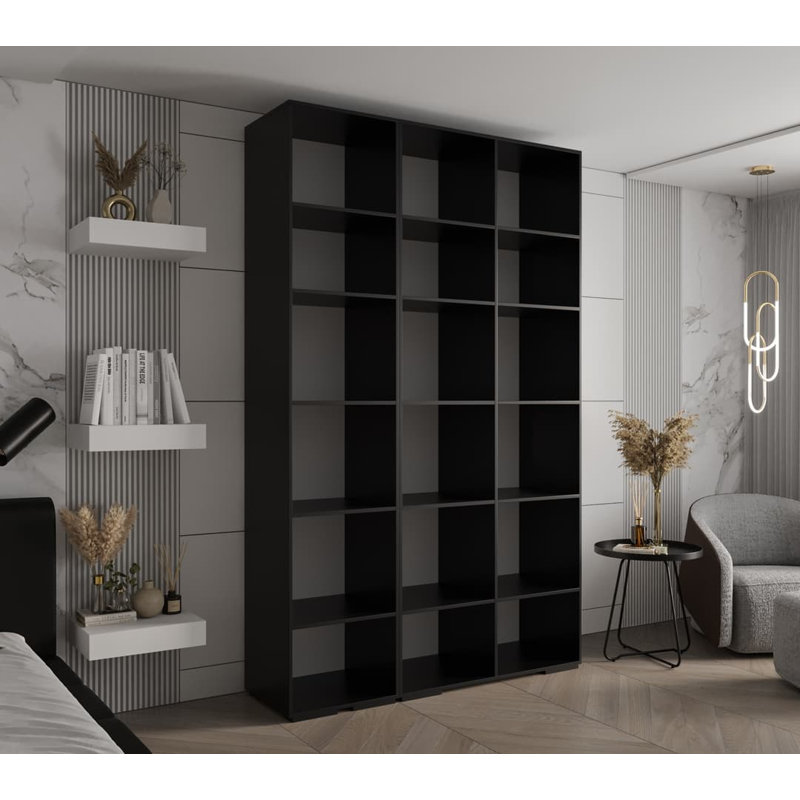 Raland 3 Door Manufactured Wood Wardrobe, Matte Black