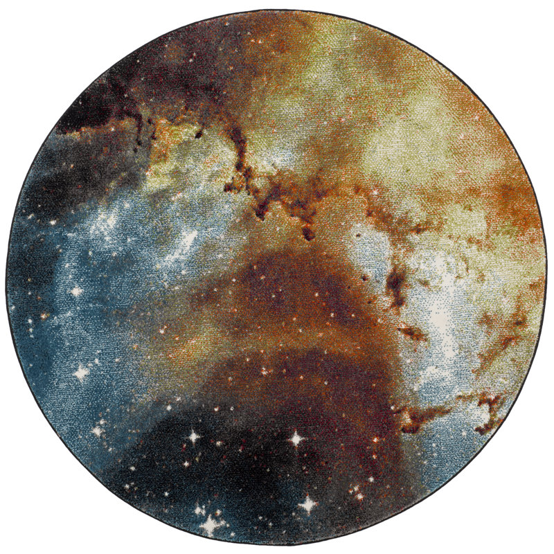 Tapis performance abstrait Galaxy, Rond 5 pi 3 po