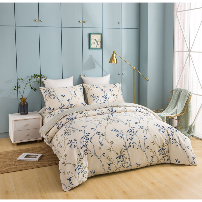 Cotton Sateen Floral Duvet Cover, Twin