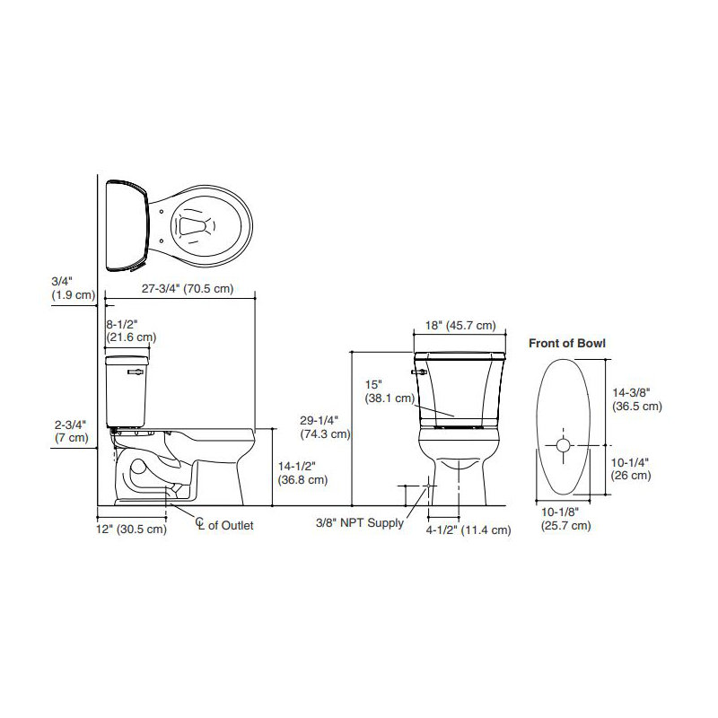 Wellworth® 1.28 GPF Water Efficient Round Two-Piece Toilet (Seat Not Included), Left-Hand, Biscuit
