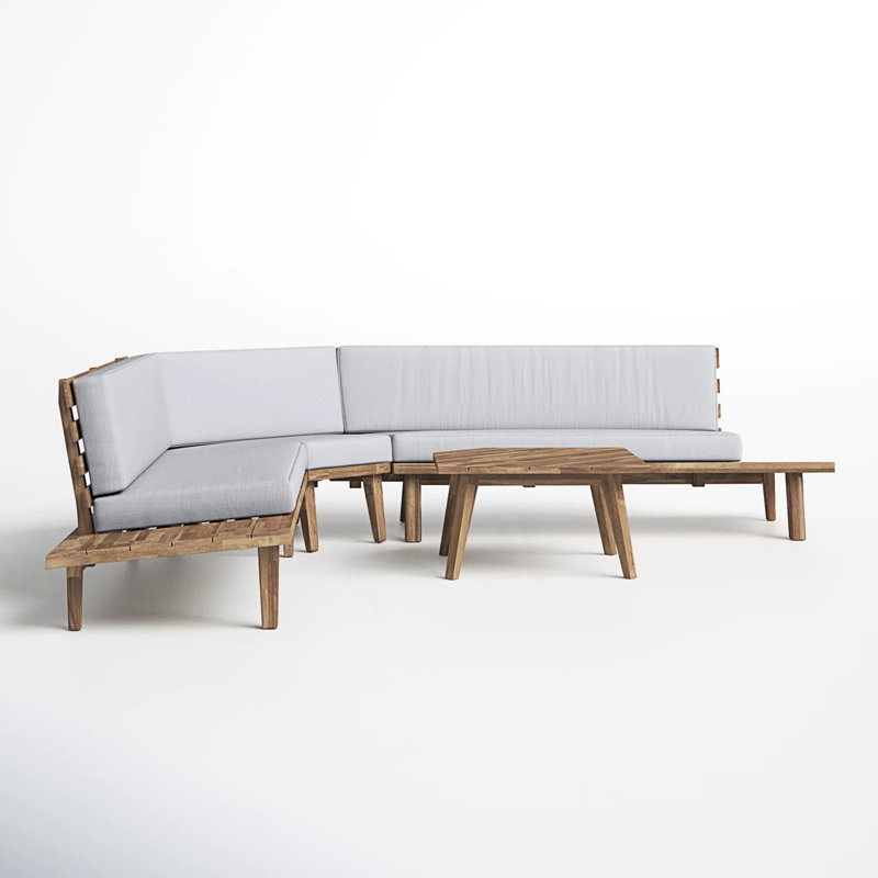 V Shaped 4-Piece Sofa Set-Gray