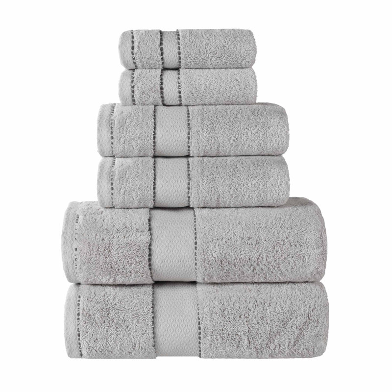 Niles 6 Piece Egyptian Giza Cotton Towel Set, Platinum