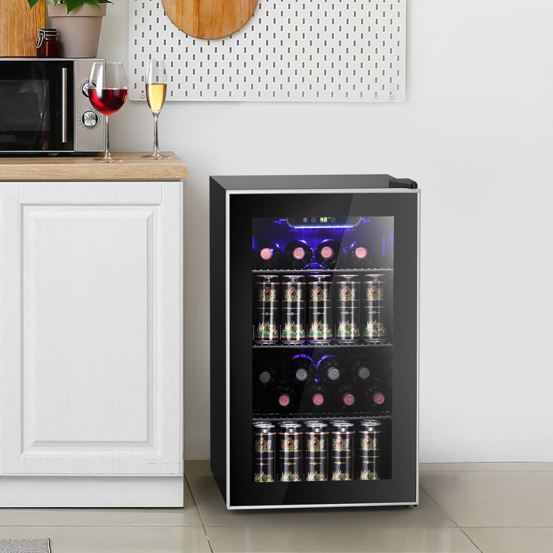 17.52"W  26 Bottles or 113 Cans 3.2 Cubic Feet Freestanding/Built-In Wine & Beverage Refrigerator with Glass Door