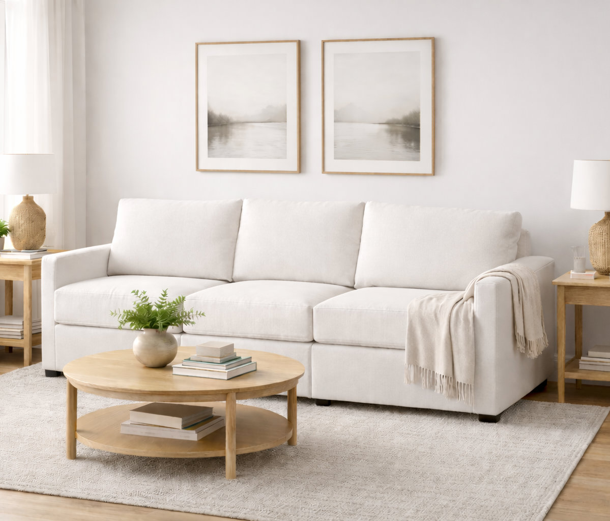Damari 90" Modular Sofa, John Flour Performance Linen Blend