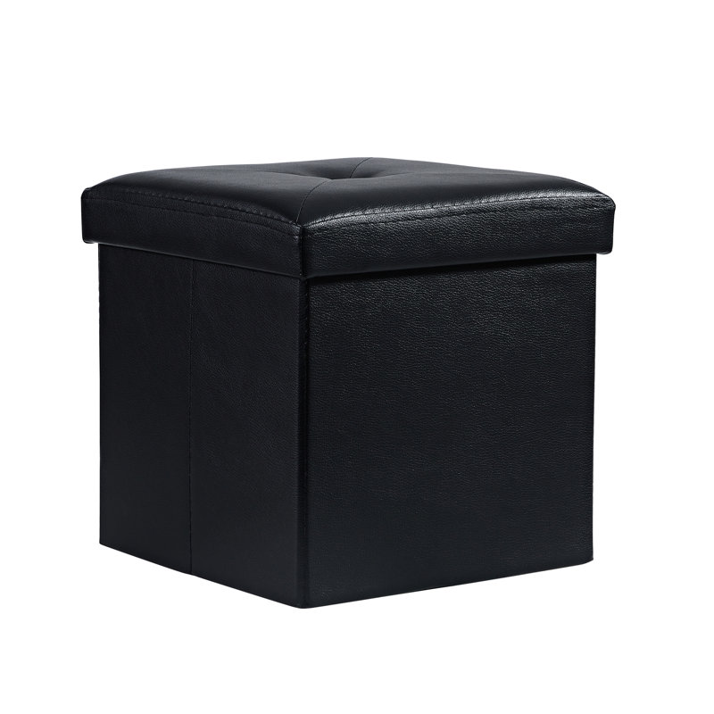 Repose-pieds en cuir Markeitha, Similicuir noir