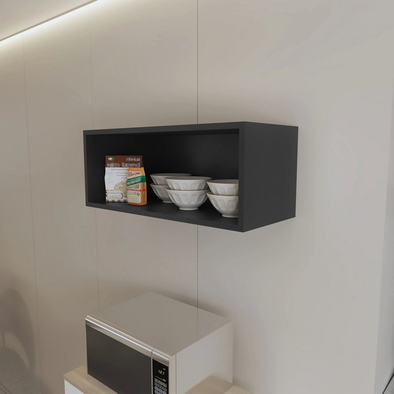 Armoire murale Rock avec rangement ouvert, Noir