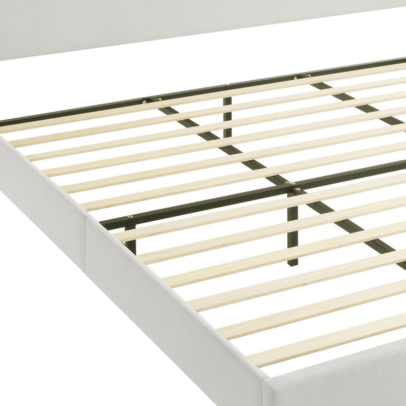 Lit plateforme tapissier de grande taille avec tête de lit grand, conceptions minimalistes en chenille de qualité supérieure, lit plateforme de style simple rétro sans sommier, assemblage facile, ivoire