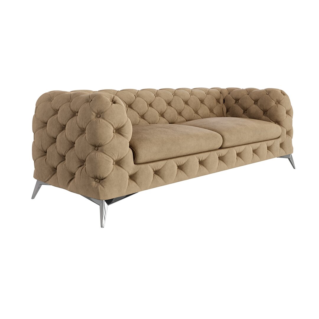 Chesterfield Sofa 3-Sitzer Bixby mit Silber Metall Füßen