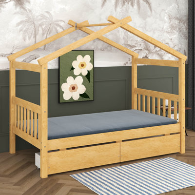 Tirsa Wooden House Bed with Drawers