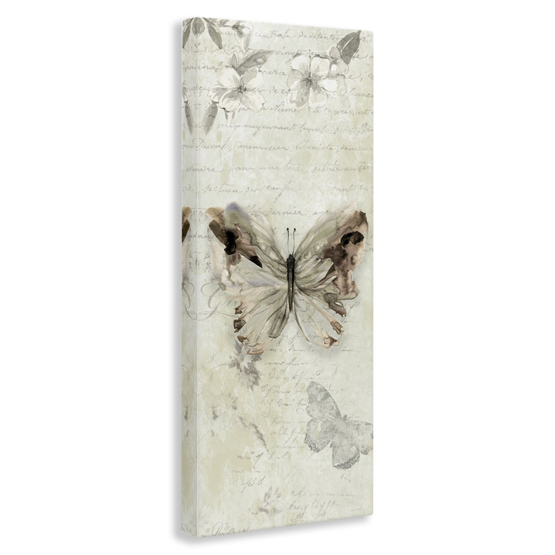 «Timeless Butterflies with Cursive», art mural par Carol Robinson, H 48 po x l 20 po