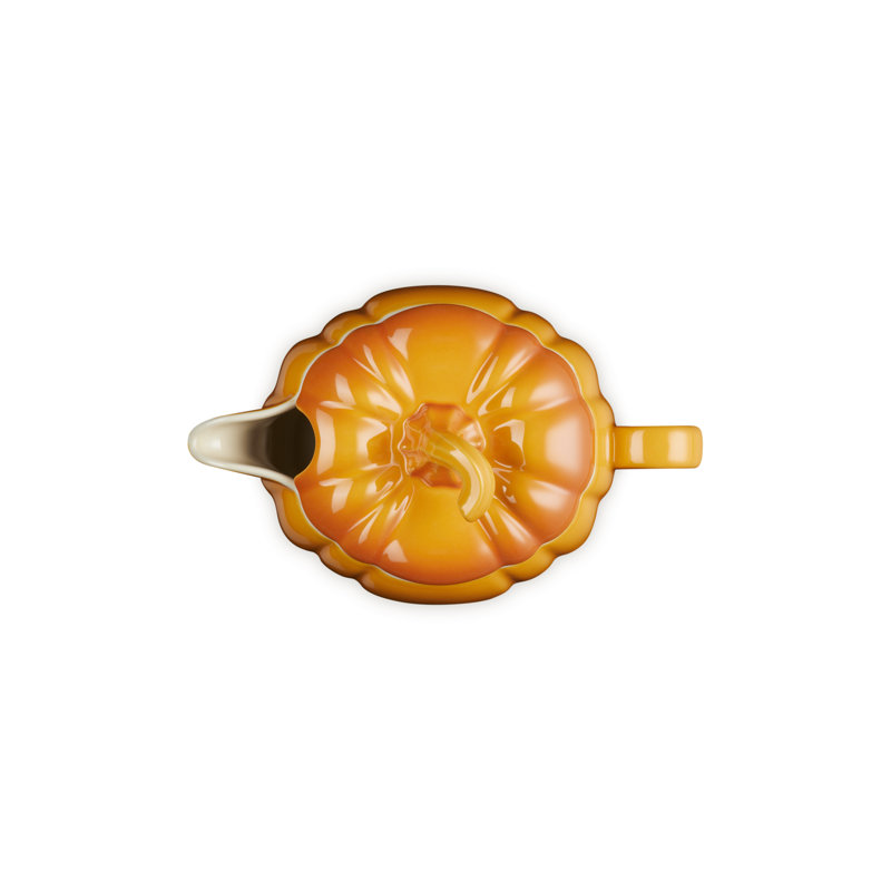 Le Creuset Stoneware Pumpkin Gravy Boat With Lid, 14 Oz. - Olive, Orange