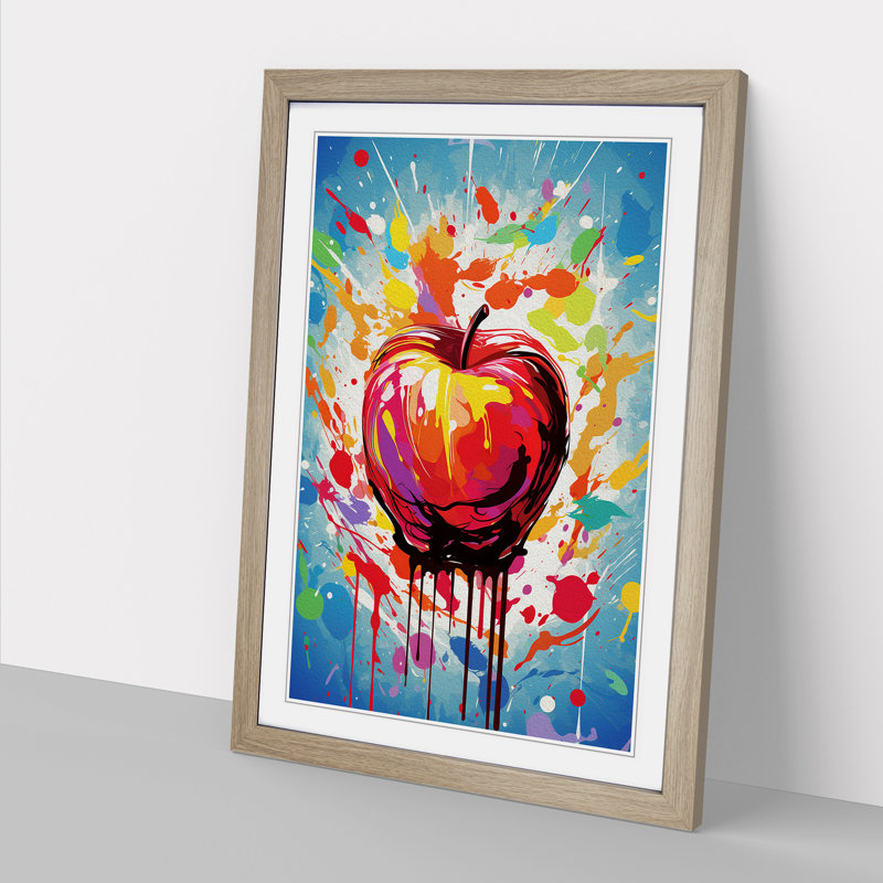 XYZ-FRM-V1223-1828 Apple Abstract - Single Picture Frame Print on Wood, Oak, 64cm H x 46cm W x 2cm D, Oak Framed