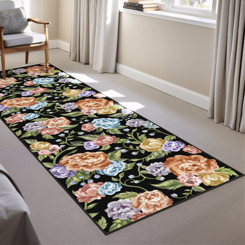 Tapis cerise lavable à la machine avec envers antidérapant, Tapis de couloir 2 pi x 8 pi