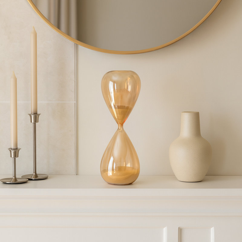 Decorative Objects for Home Decor – Modern Hourglass Sculpture for Kitchen Decor, Shelf Styling, or Decorations for Living Room – Sculptural Decorative Statues and Contemporary Sand Timer Accent