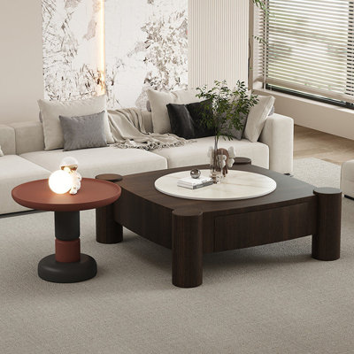 Table basse carrée en bois manufacturé Smoky Wood