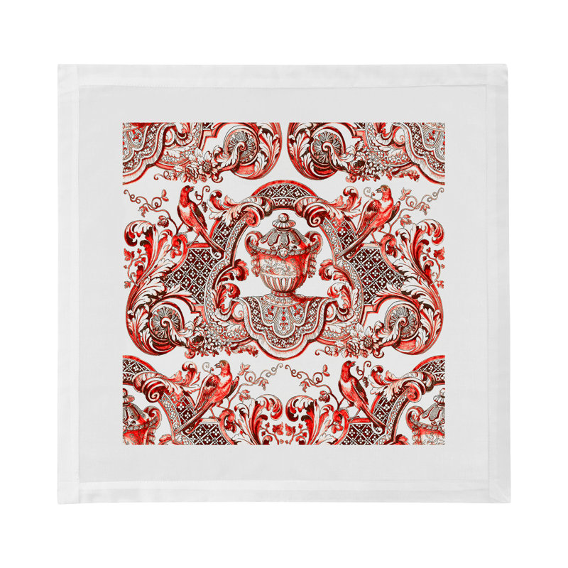 Royal Delft William and Mary Hemstitch 22" Linen/Cotton Napkin, Red