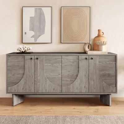 Corrigan Studio Malyun 63" Wide USA Oak Modern Sideboard Oak Storage Cabinet and Buffet Console