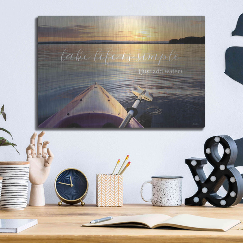 «Lake Life is Simple» par Lori Deiter, art mural en métal,, H 12 po x l 16 po