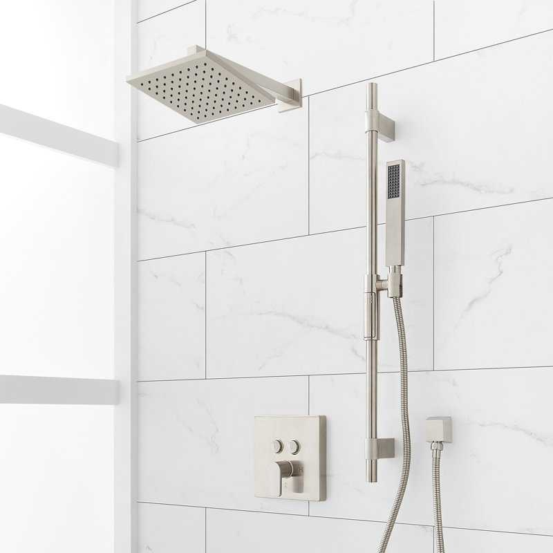 Système de douche Hibiscus Simple Select avec barre coulissante et douche à main, Nickel brossé