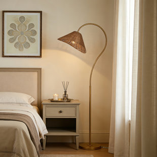 65” Arched Dimmable Rattan Floor Lamp