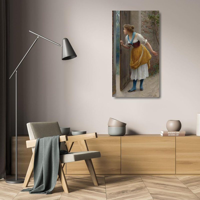 «The Eavesdropper» par Eugen Von Blaas - Art mural sur toile tendue avec châssis, H 24 po x l 17 po