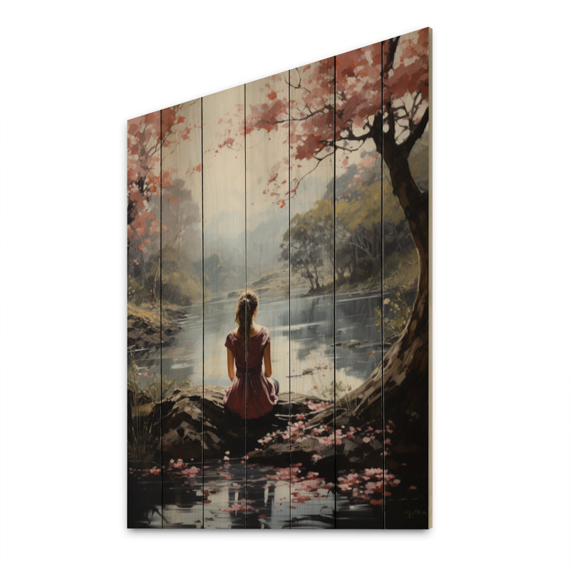 Pink Brown Meditation Serenity In Nature, 32" H x 24" W x 0.78" D