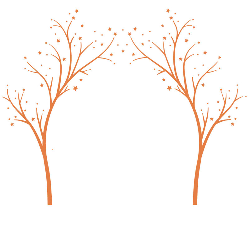 Décalcomanie murale arbres étoiles, H 80 po x l 99 po x P 0,01 po, Kaki