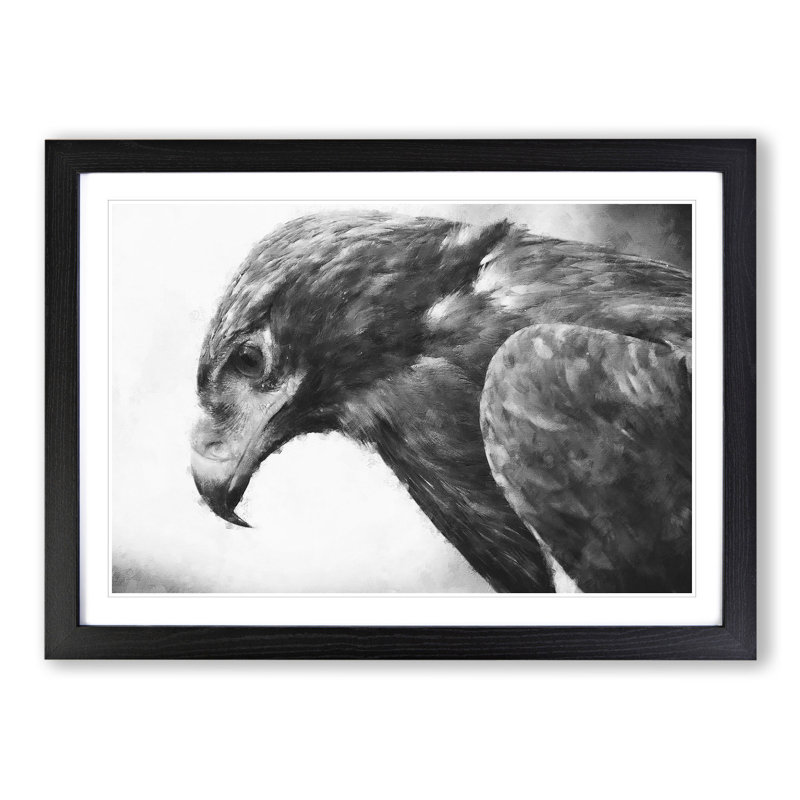 Golden Eagle Vol.2 - Picture Frame Painting, 27cm H x 36cm W x 2cm D, Black Framed