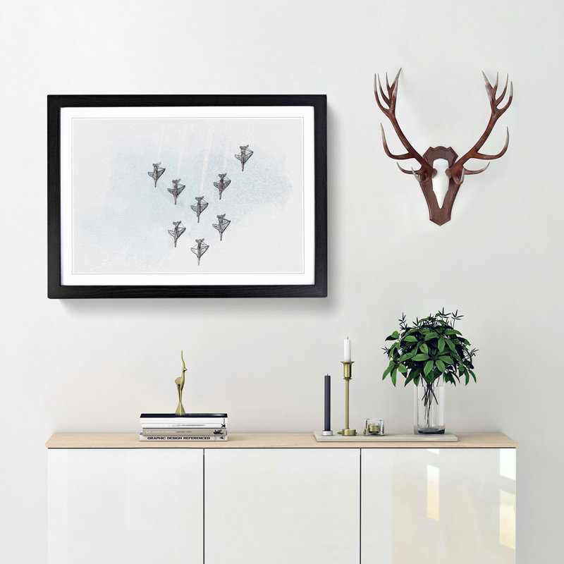 Plane Aerobatics - Framed Print, 60cm H x 91cm W x 2cm D, Black