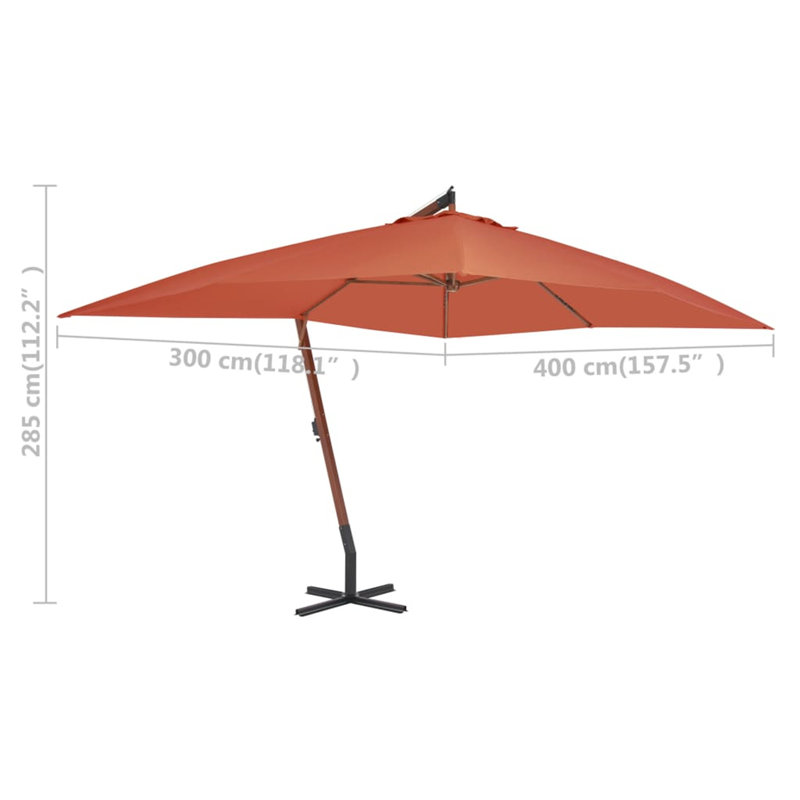 Harmoni 400cm X 300cm Rectangular Cantilever Parasol, Brown
