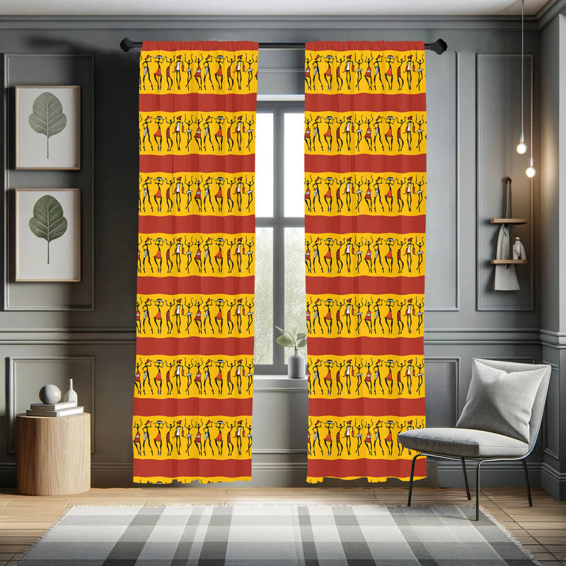 African Semi-Sheer Rod Pocket Sliding Panel, 28" x 63"