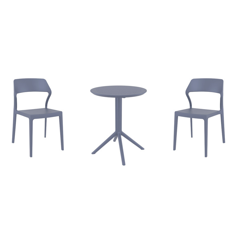 Ensemble bistro pour 2 personnes avec chaises empilables 24 po Farrah, Gris foncé