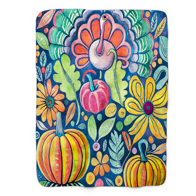 Electric Autumn Abundance Throw Blanket