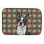 Tapis de séchage Boston Terrier Christmas PoinsettIas