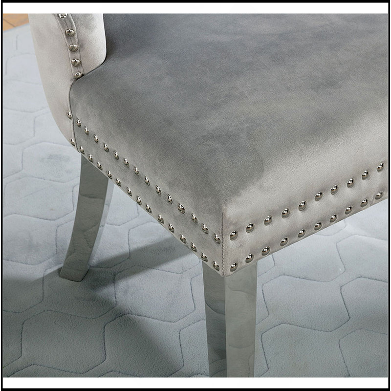 Ensemble de fauteuils de salle à manger capitonnés contemporains en flanelle 2 pièces