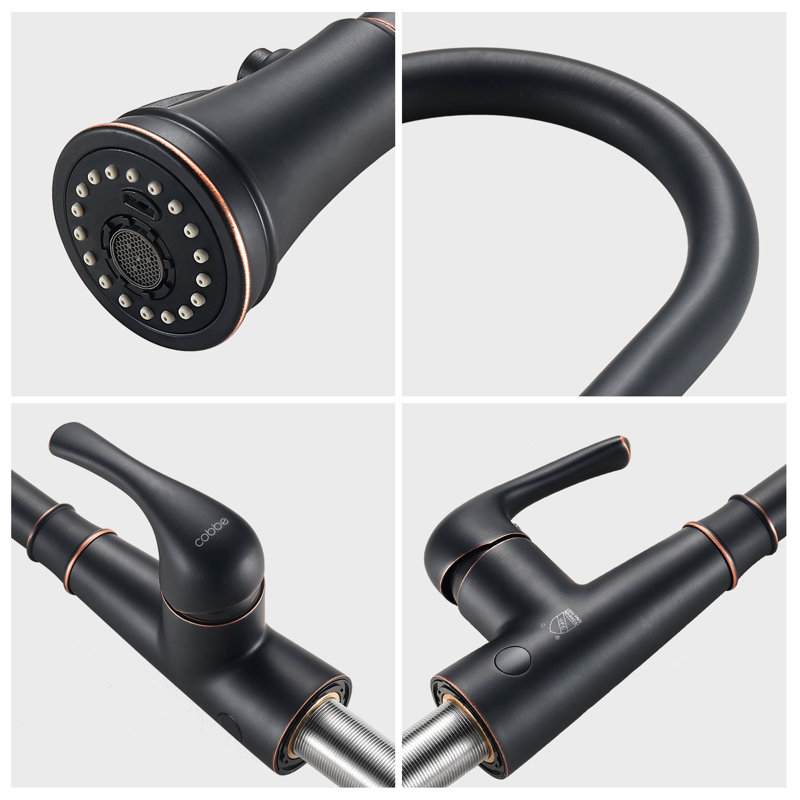 Cobbe Pull Down Touchless Kitchen Faucet, Oil Rubber Bronze