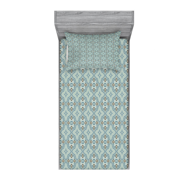 Microfiber Patterned Sheet Set, Twin Sheet Set + Fitted Sheet + 1 Pillowcase