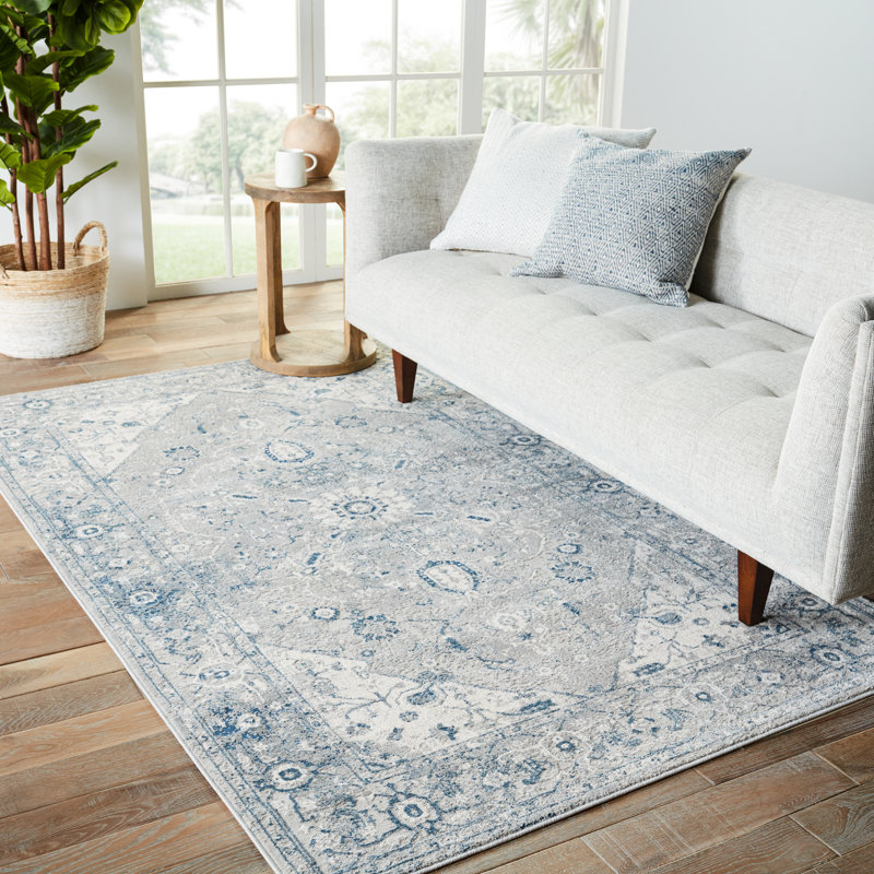 Tapis oriental gris clair / bleu Christopherso, Rectangle 8 pi x 10 pi