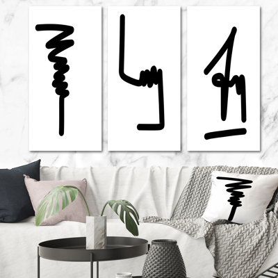 Scandinavian Abstract Line I - Ensemble d'art moderne Mid-Century de 3 pièces