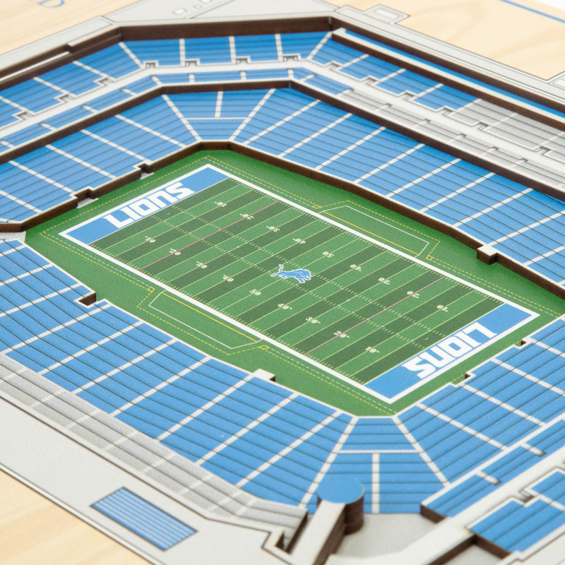 Art mural NFL 5 couches Stadiumview, Lions de Detroit, Bleu sarcelle