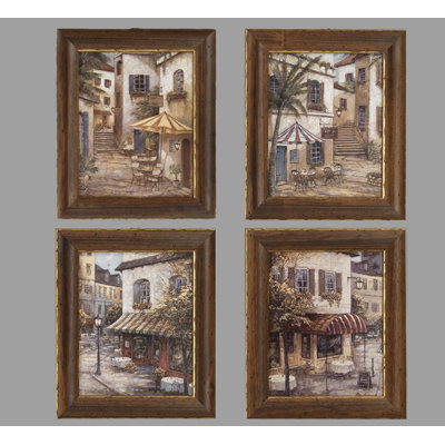 « favori places », ensemble de 4 reproductions encadrées sur bois