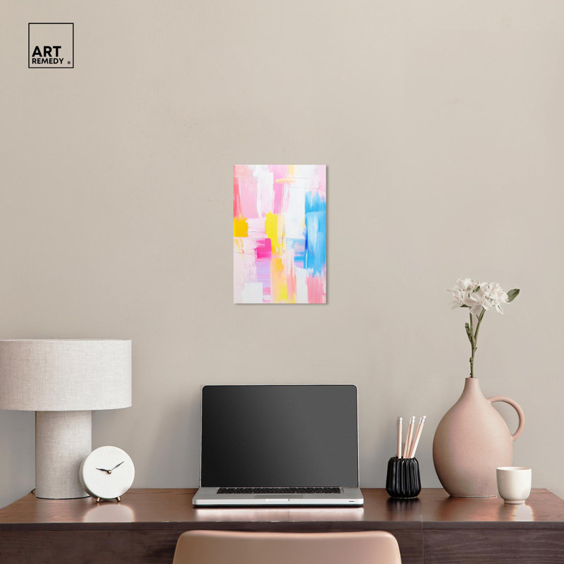 Joyful Abstraction I Multicolor Wrapped Canvas Art, 15" x 10"