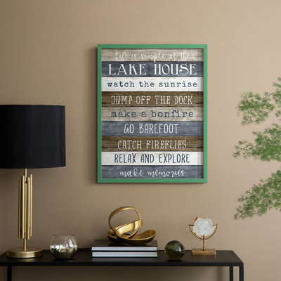 Simple Lake Rules Framed Print - Solid Wood