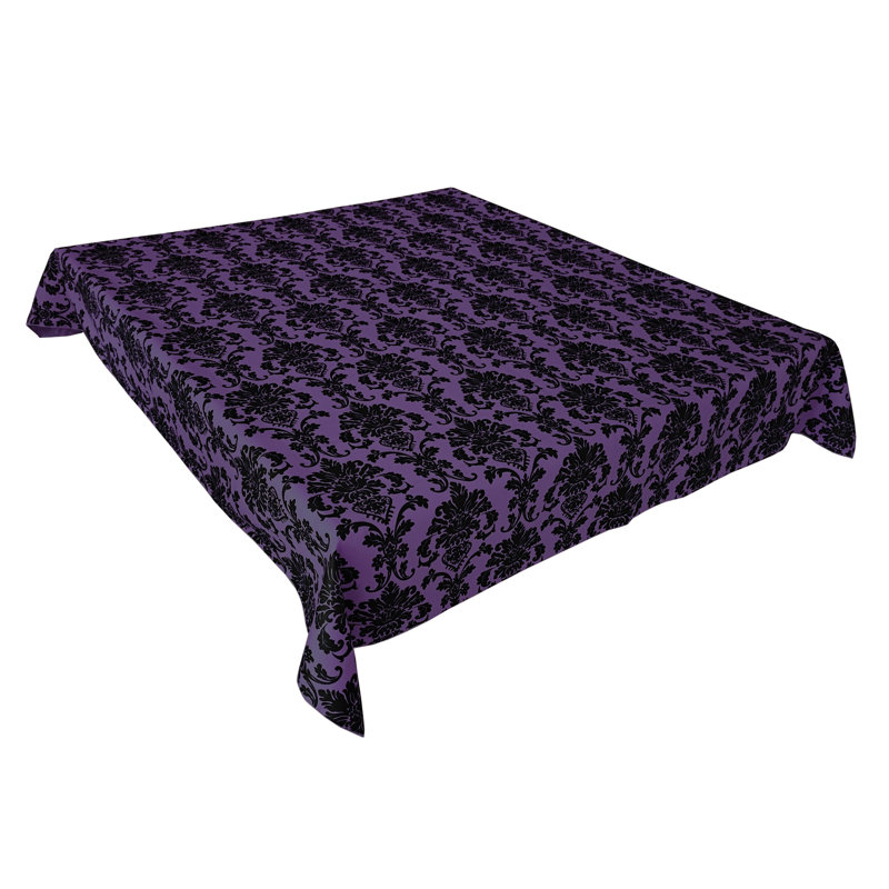 Floral Poplin Damask Tablecloths, Plum, 72" Rectangle