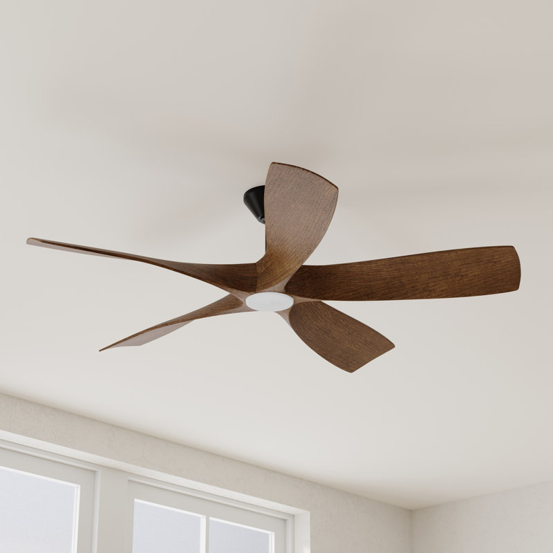 60-Inch 5-Blade LED Wifi Transitional Indoor/Outdoor Smart Ceiling Fan, Woodgrain