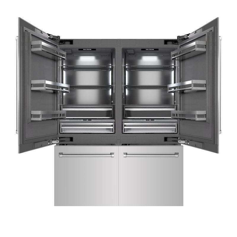 ZLINE 60 in. Built-In Refrigerator in White Matte with Graphite Gray Interior, Stainless Steel