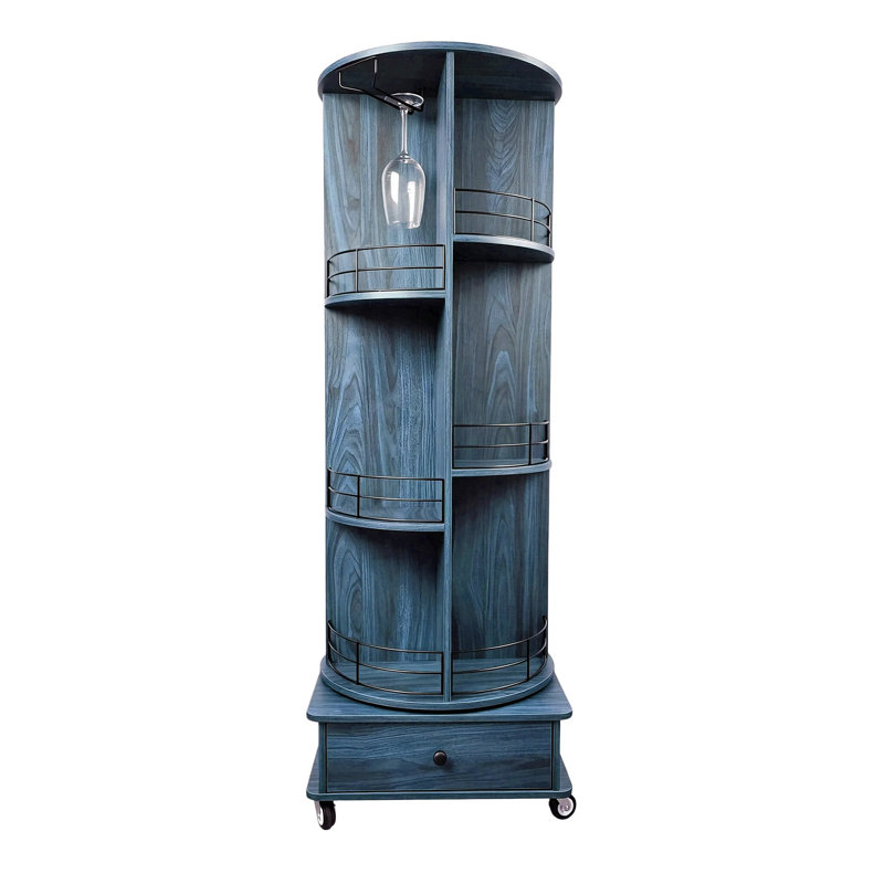 Porte-bouteilles pivotant à 360° avec tiroir, Dark Blue
