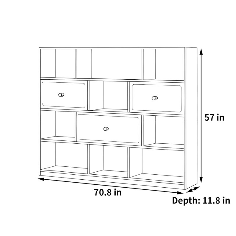 Patnaude, (4 Shelves) 57"H x 70.8"W x 11.8"D