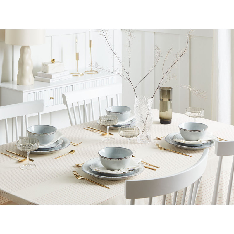Set of 24 Dinnerware CHERVIL Stoneware, Blue