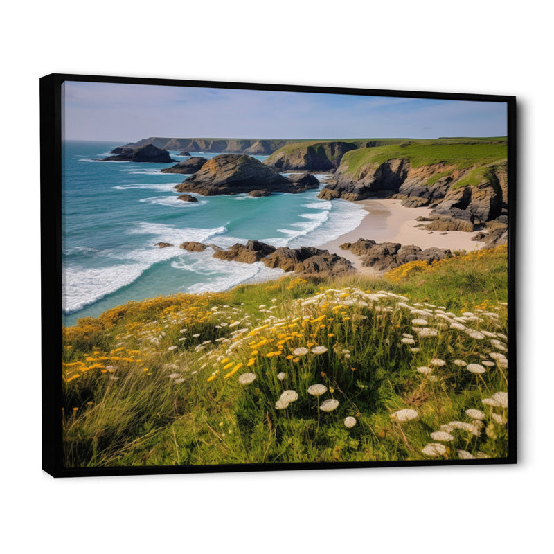 «Coastal Horizons I» sur toile, Cadre flottant noir, 12" H x 20" W